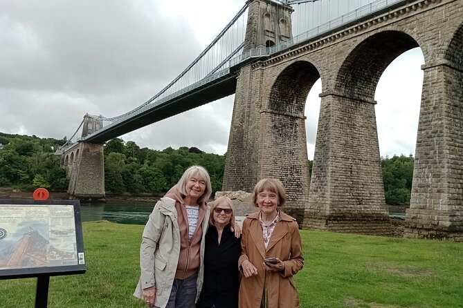 Small-Group Holyhead Shore Excursion Anglesey Highlights Tour - Menai Suspension Bridge, Snowdonia in the background, and great photo time